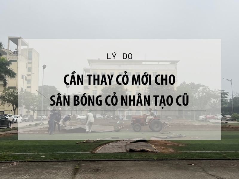 Mặt sân bóng cỏ nhân tạo cũ cần thay cỏ mới