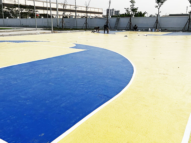 Mặt sân bóng rổ outdoor với vạch kẻ tiêu chuẩn Mặt sân bóng rổ outdoor với vạch kẻ tiêu chuẩn